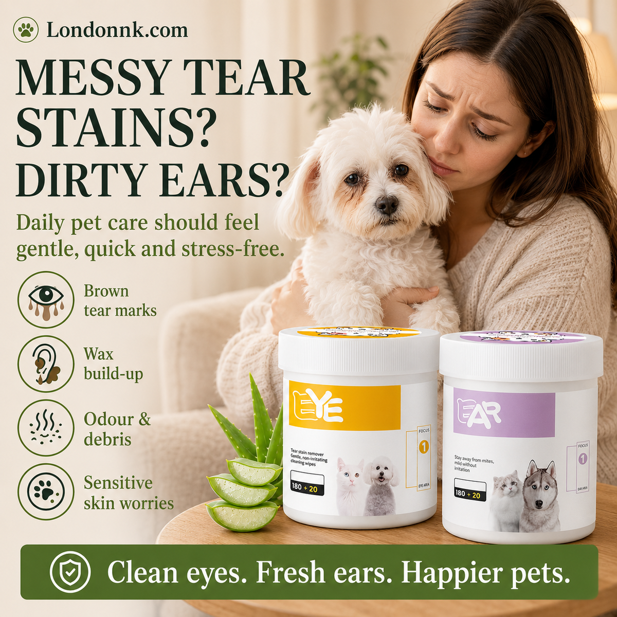 🥳2026 HOT SALE🥳💞50K+ SOLD!🐾🌿 50% OFF! Natural Plant‑Based Pet Wipes – Aloe vera & glycerin, pH‑balanced. Gently removes tear stains & earwax. Safe for daily use! 🧻✨