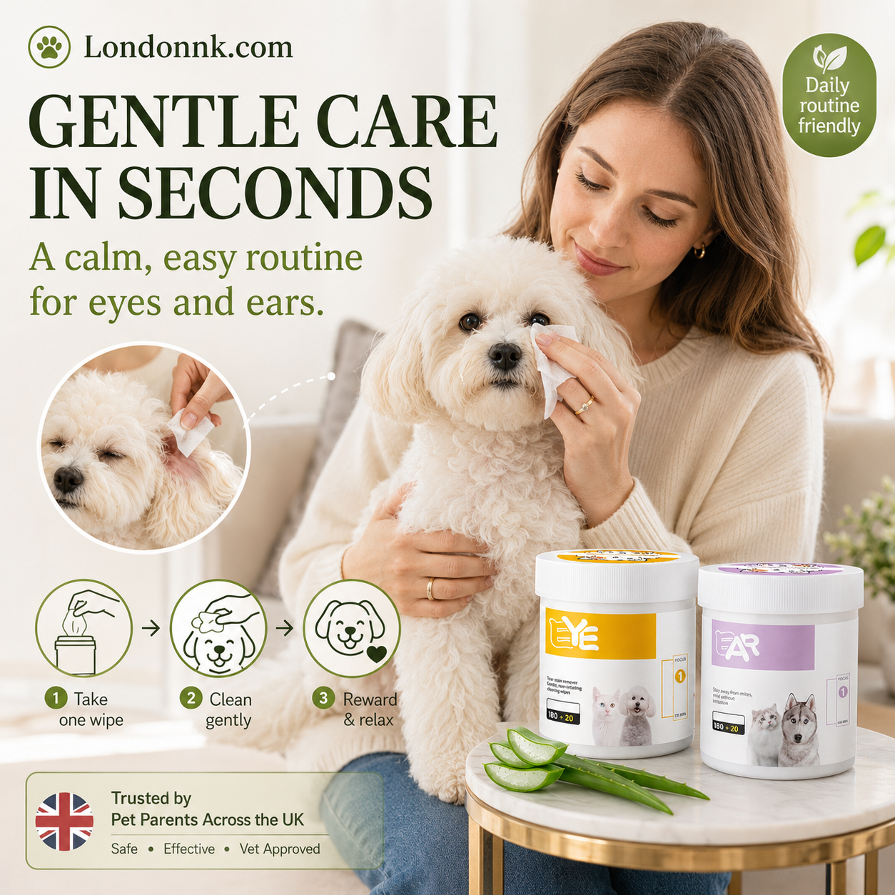 🥳2026 HOT SALE🥳💞50K+ SOLD!🐾🌿 50% OFF! Natural Plant‑Based Pet Wipes – Aloe vera & glycerin, pH‑balanced. Gently removes tear stains & earwax. Safe for daily use! 🧻✨