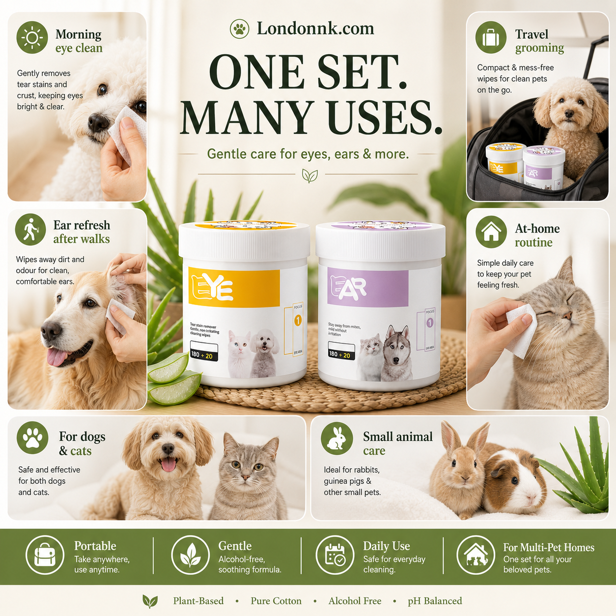 🥳2026 HOT SALE🥳💞50K+ SOLD!🐾🌿 50% OFF! Natural Plant‑Based Pet Wipes – Aloe vera & glycerin, pH‑balanced. Gently removes tear stains & earwax. Safe for daily use! 🧻✨