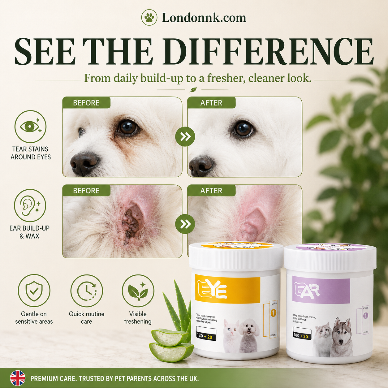 🥳2026 HOT SALE🥳💞50K+ SOLD!🐾🌿 50% OFF! Natural Plant‑Based Pet Wipes – Aloe vera & glycerin, pH‑balanced. Gently removes tear stains & earwax. Safe for daily use! 🧻✨
