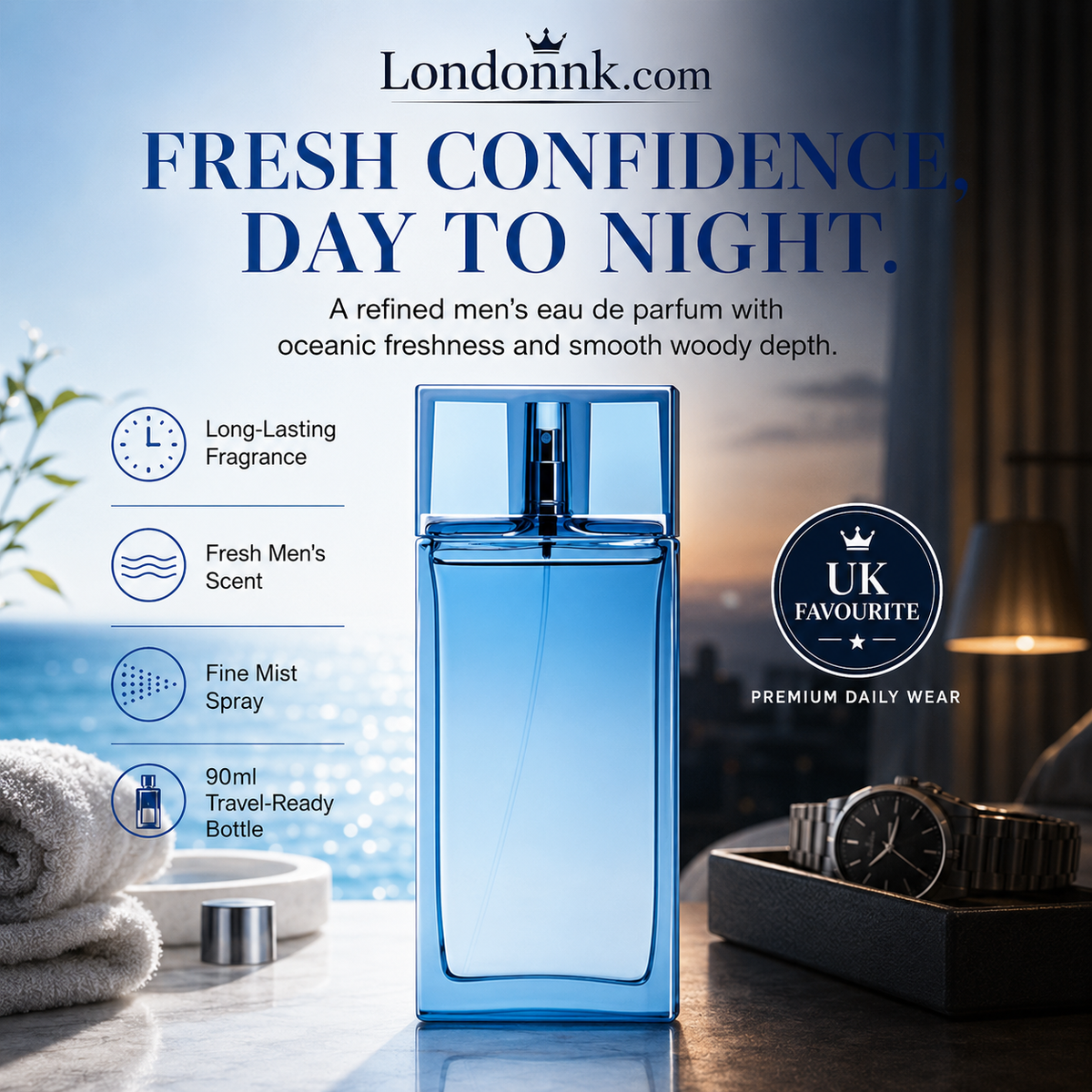 💗LAST DAY SALE 50% OFF⚡50K+ SOLD💕Eau de Parfum for Men 90 ml | Long Lasting Fresh Citrus & Aquatic Perfume Spray | Arabic Luxury Fragrance for Him | Best Men’s Perfume Gift | Everyday Wear Masculine Scent
