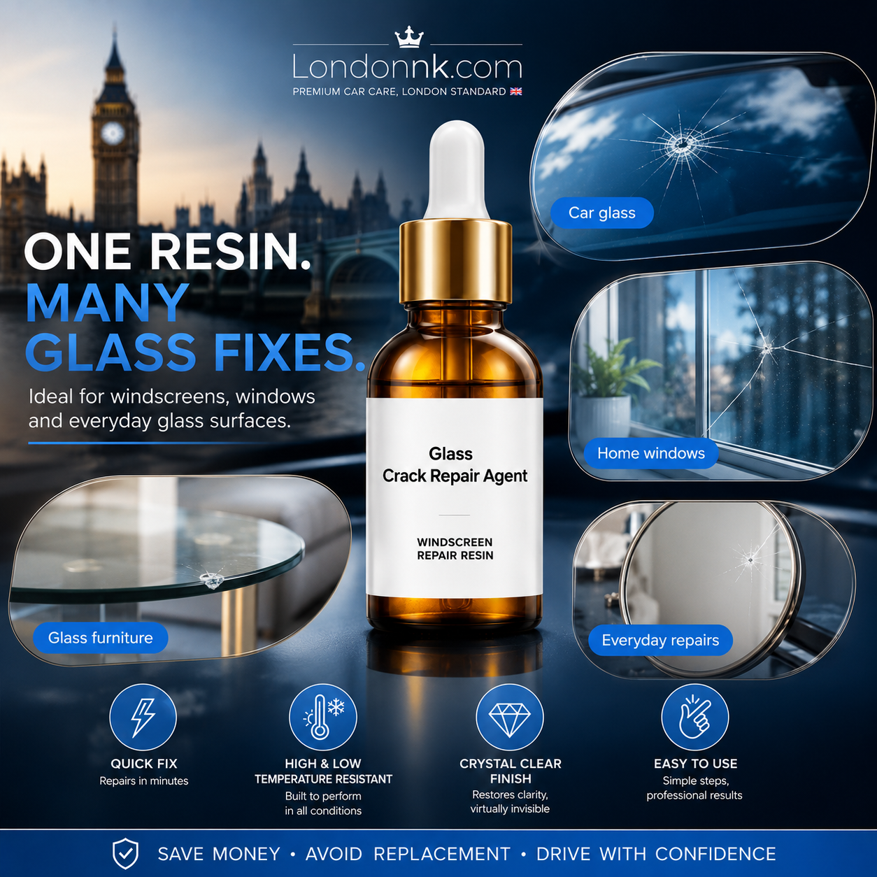 🏭Direct from glass factory, Buy 3 Get 2 Free！💦One drop fixes all glass cracks！🚗Glass Crack Repair Agent