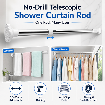🥳HOT SALE🥳💞10K+ SOLD! Telescopic Rod – From £10.99! Adjustable, no-drill & anti-rust. Maximize space – grab yours! ✅