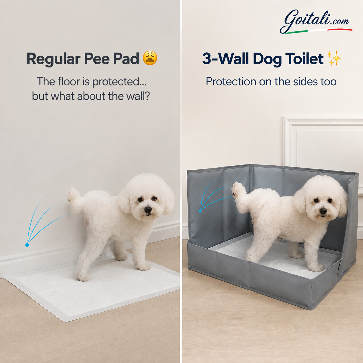 3-Wall Anti-Splash Dog Toilet – Protects Floors & Walls, Foldable, Space-Saving ✨