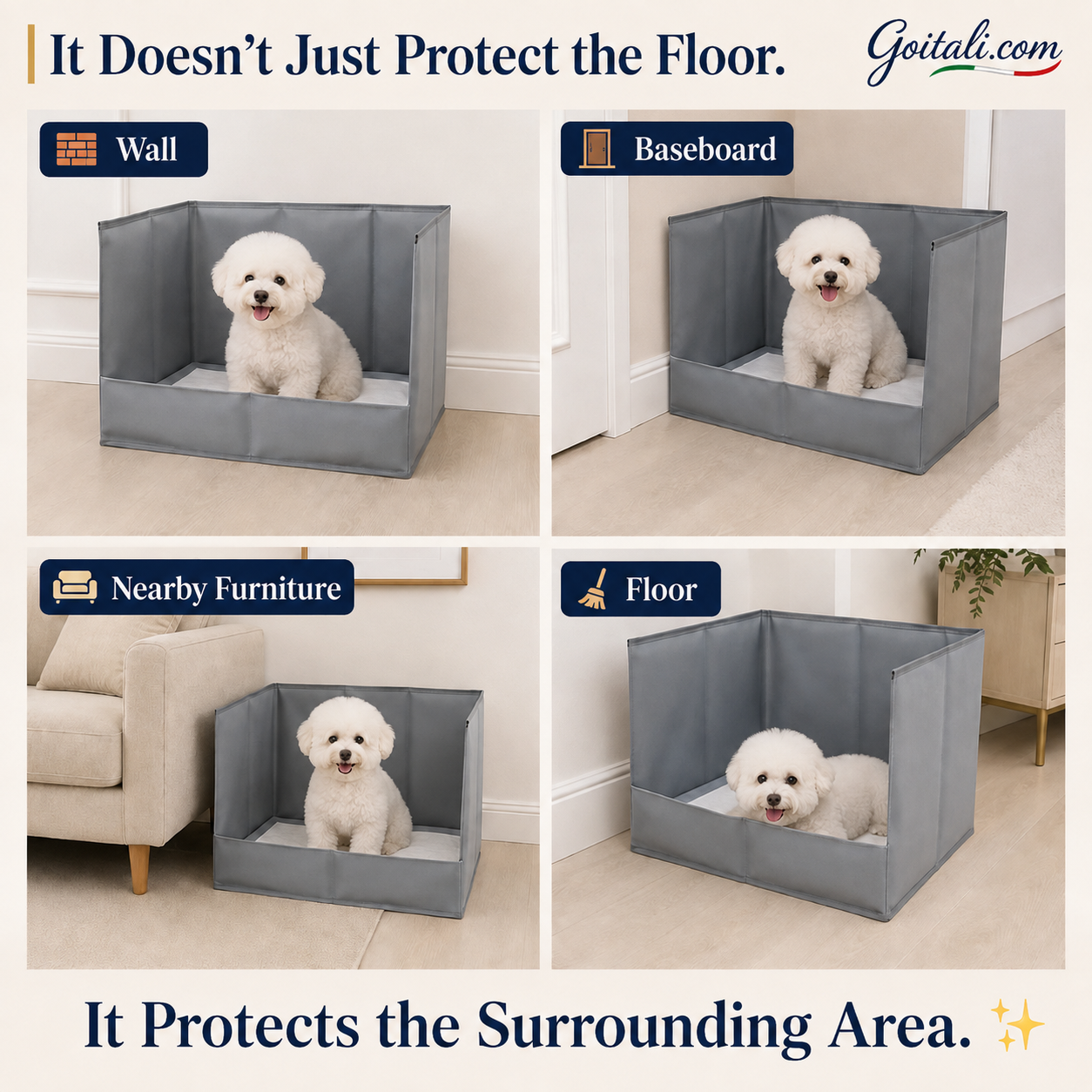 3-Wall Anti-Splash Dog Toilet – Protects Floors & Walls, Foldable, Space-Saving ✨