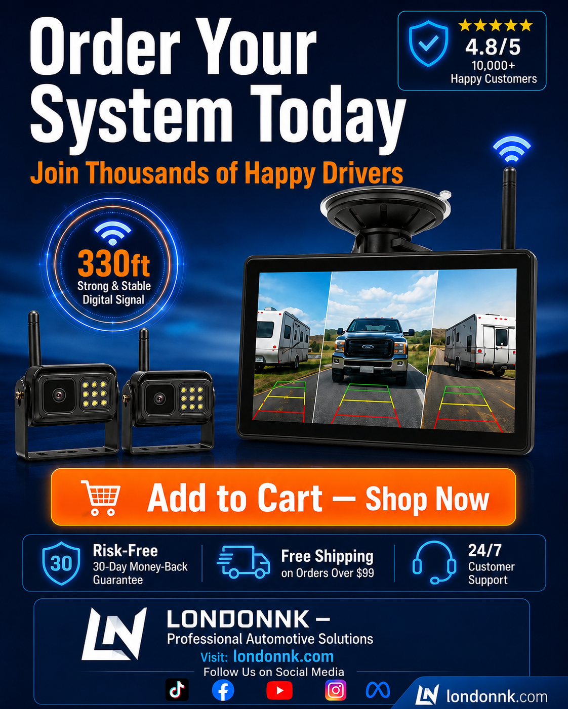 🔥🎁New 50% DISCOUNT🔥Wireless rear camera system in 1080p H