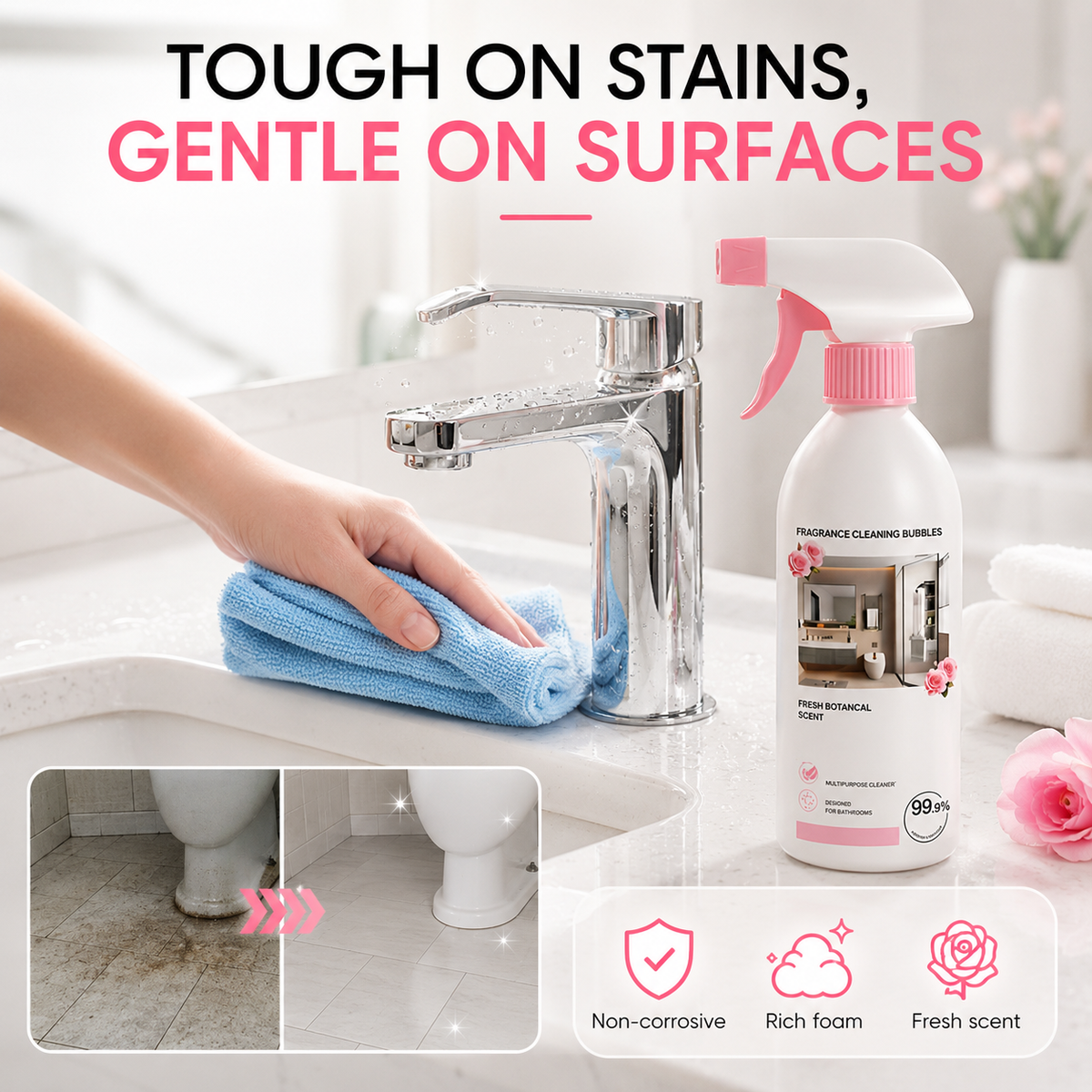 ❄️Summerfresh 50% OFF!✨Bathroom Limescale & Mould Stain Cleaner – Multi-Surface Spray