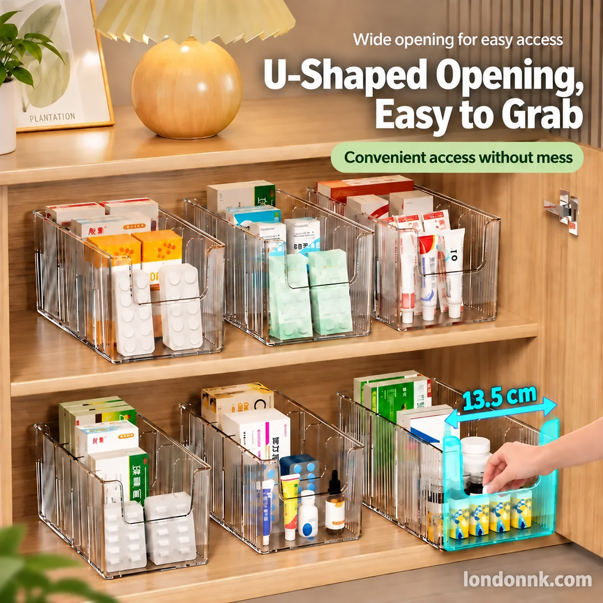🗄️ 50% OFF! Transparent Extendable Storage Organiser – adjustable 24.5–43cm, clear PET walls let you see every item at a glance. Perfect for medicines, supplements & toiletries – no more rummaging! 🏠✨