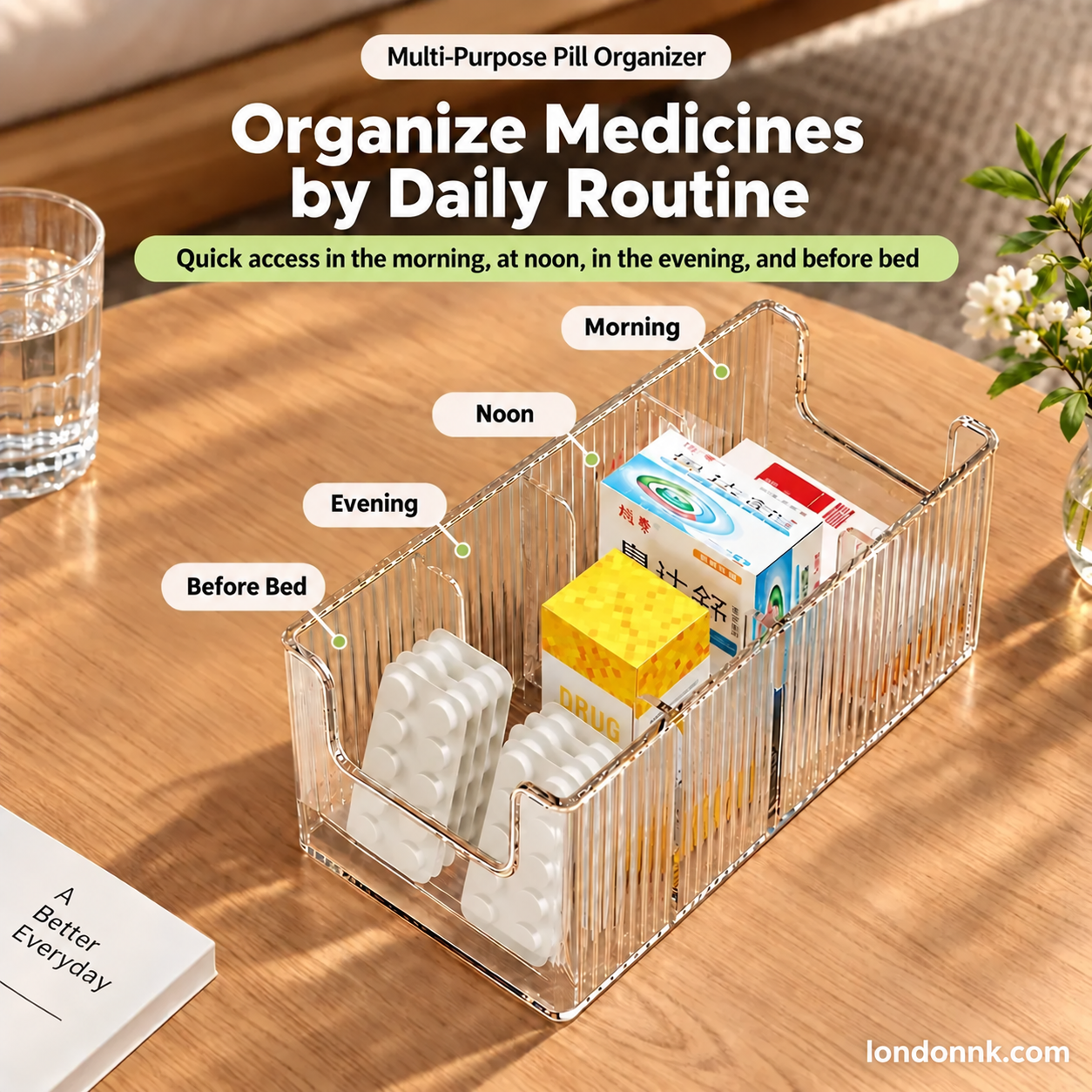 🗄️ 50% OFF! Transparent Extendable Storage Organiser – adjustable 24.5–43cm, clear PET walls let you see every item at a glance. Perfect for medicines, supplements & toiletries – no more rummaging! 🏠✨