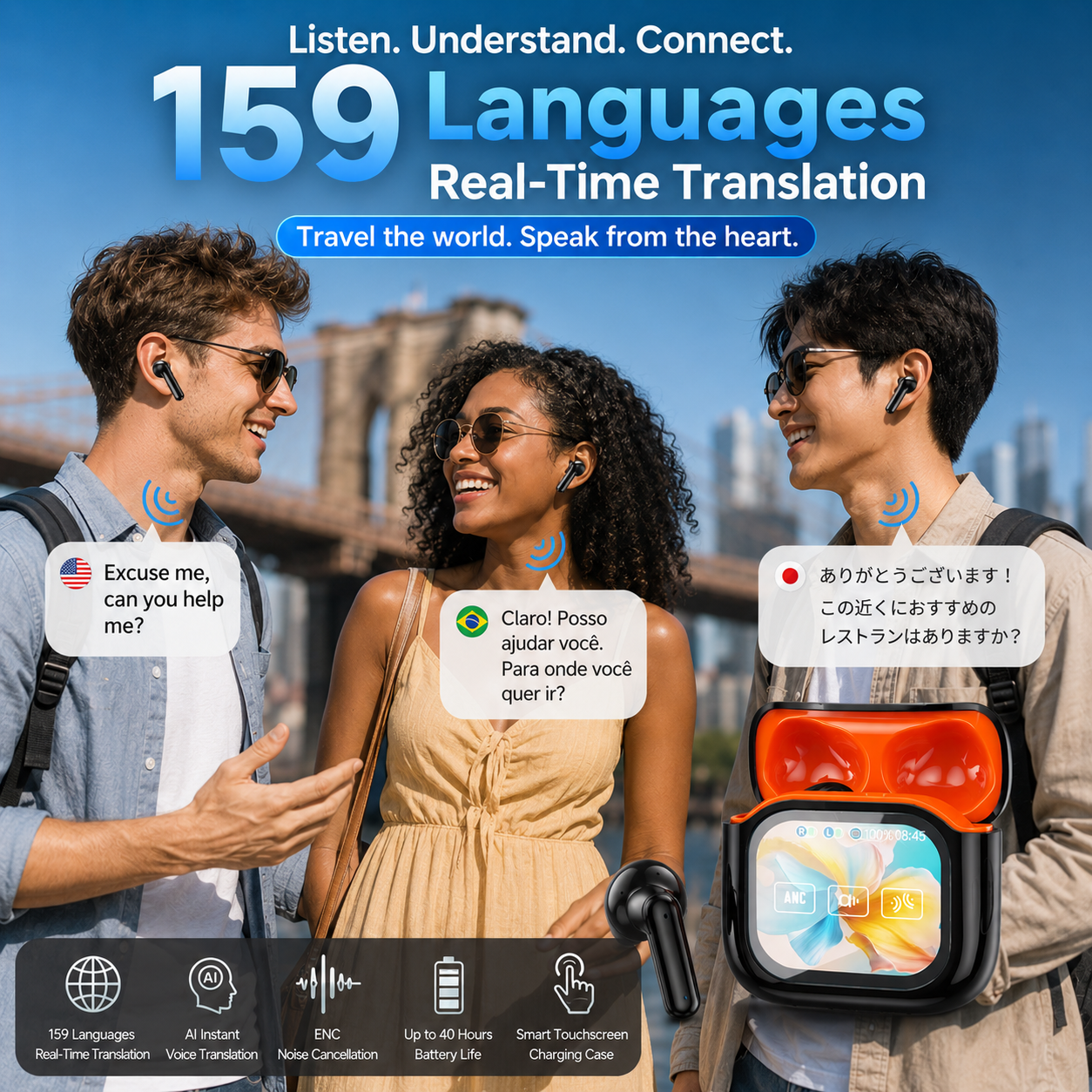 2026 New Bluetooth Wireless Noise-Canceling Translation Earbuds