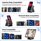 Wireless Induction Speaker 5-in-1 Bluetooth Speaker with Phone Stand,Stereo Sound, 3500mAh Rechargeable, 8 RGB Ambient Light, 360° Adjustable Holder for iPhone/Android/iPad
