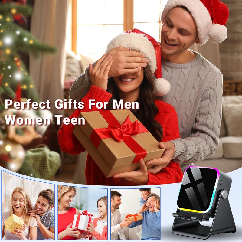 Wireless Induction Speaker 5-in-1 Bluetooth Speaker with Phone Stand,Stereo Sound, 3500mAh Rechargeable, 8 RGB Ambient Light, 360° Adjustable Holder for iPhone/Android/iPad