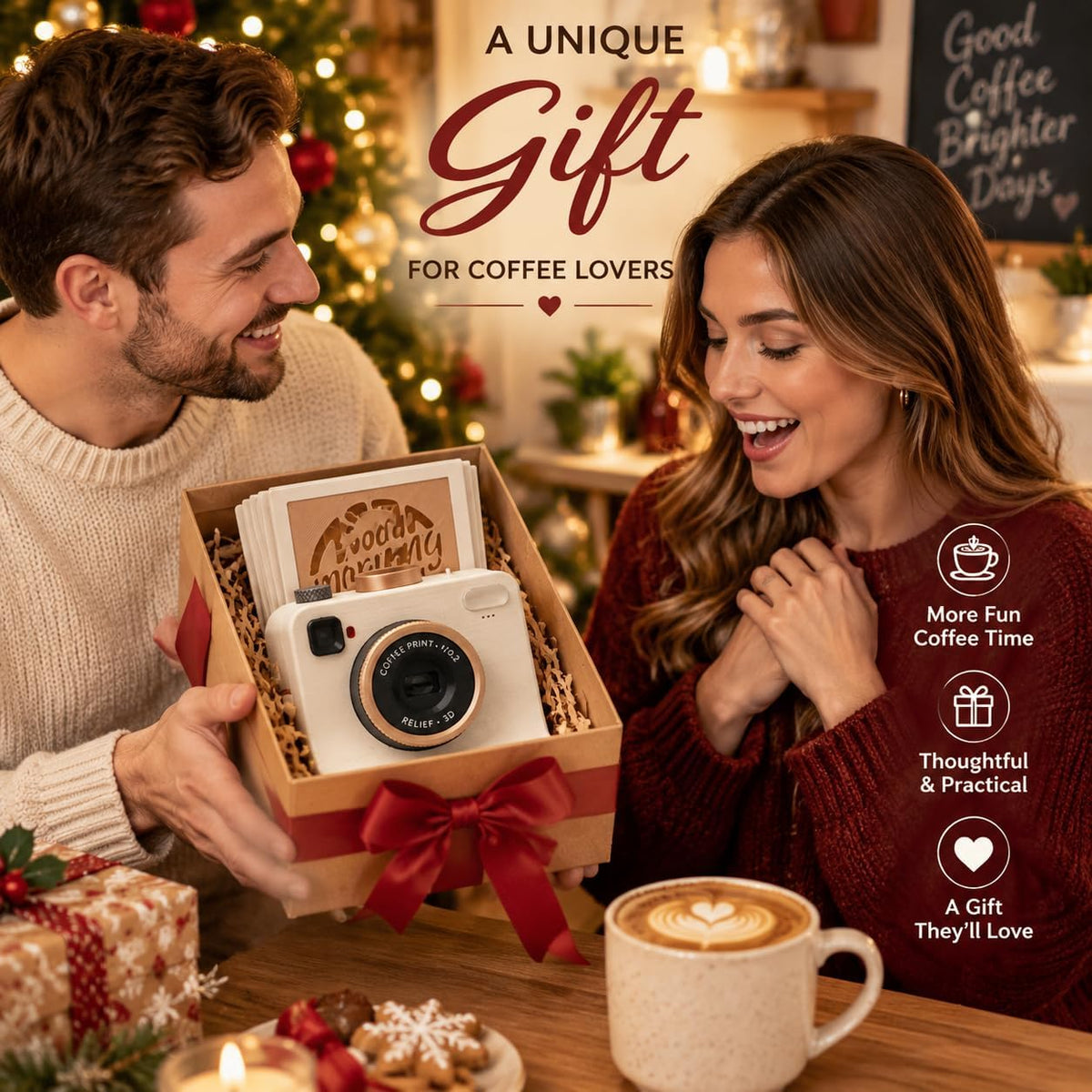 ☕🎄 Christmas Gift for Coffee Lovers – 3D Latte Art Stencil Camera | Fun UK Coffee Art Maker ✨🎁