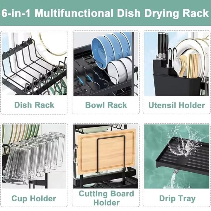 🔥🍽️ 50% OFF Premium 2-Tier Dish Rack – Maximize Drying Space, Sleek Stainless Steel, Stylish Kitchen Upgrade ✨🏠