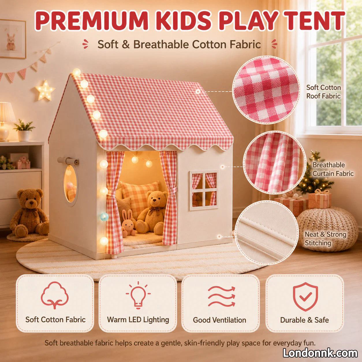 🏰 64% OFF NOW! ⏰ Children's Play Tent Castle – Spacious & easy to set up – Breathable fabric, perfect for indoor or outdoor fun – encourages imaginative play ✨🧸