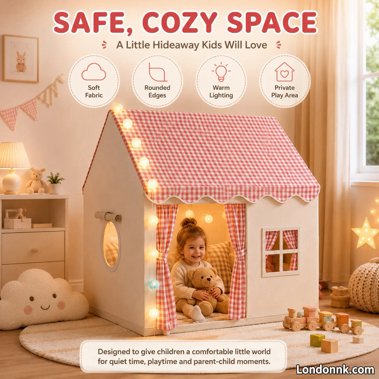 🏰 64% OFF NOW! ⏰ Children's Play Tent Castle – Spacious & easy to set up – Breathable fabric, perfect for indoor or outdoor fun – encourages imaginative play ✨🧸