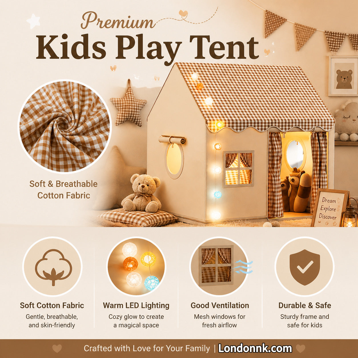 🏰 64% OFF NOW! ⏰ Children's Play Tent Castle – Spacious & easy to set up – Breathable fabric, perfect for indoor or outdoor fun – encourages imaginative play ✨🧸