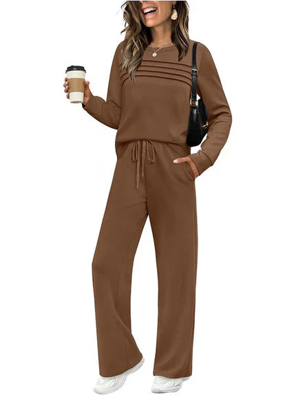 🔥LAST DAY 50% OFF💓Women's Crew Neck Top & Drawstring Pants Set