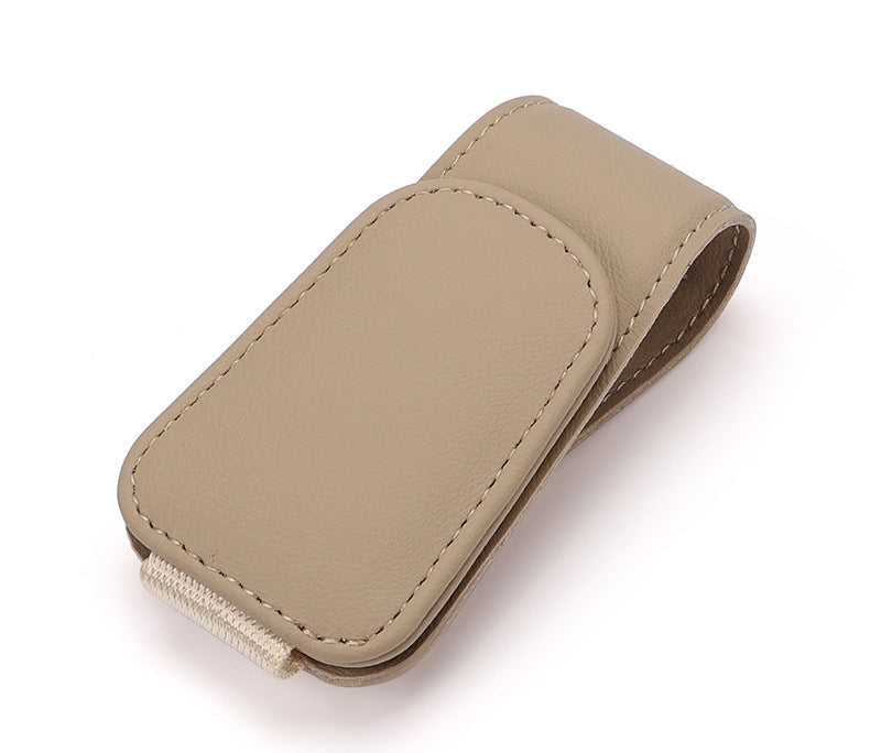 🕶️Magnetic Leather Sunglasses Holder🕶️ – Sun Visor Clip with Multi-Function Storage – Ideal for Glasses, Pens & Cards ⚡