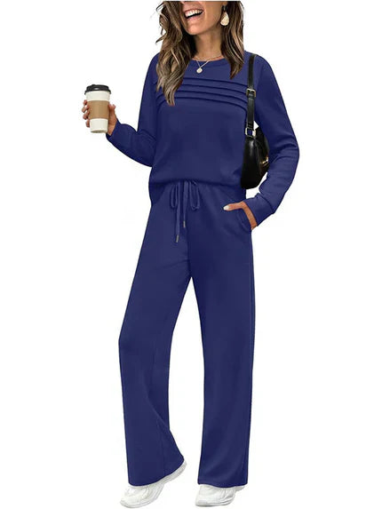 🔥LAST DAY 50% OFF💓Women's Crew Neck Top & Drawstring Pants Set
