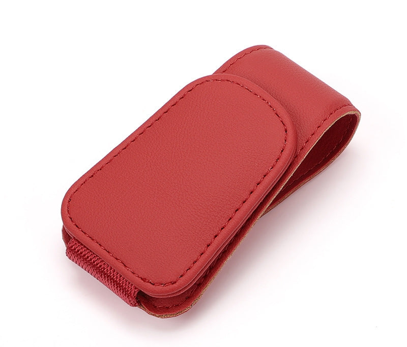 🕶️Magnetic Leather Sunglasses Holder🕶️ – Sun Visor Clip with Multi-Function Storage – Ideal for Glasses, Pens & Cards ⚡