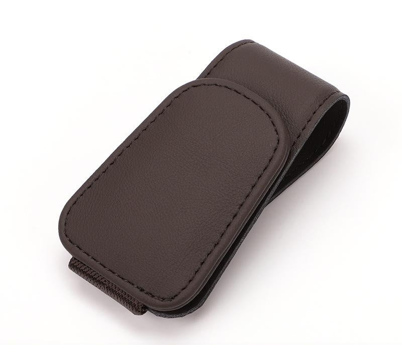🕶️Magnetic Leather Sunglasses Holder🕶️ – Sun Visor Clip with Multi-Function Storage – Ideal for Glasses, Pens & Cards ⚡