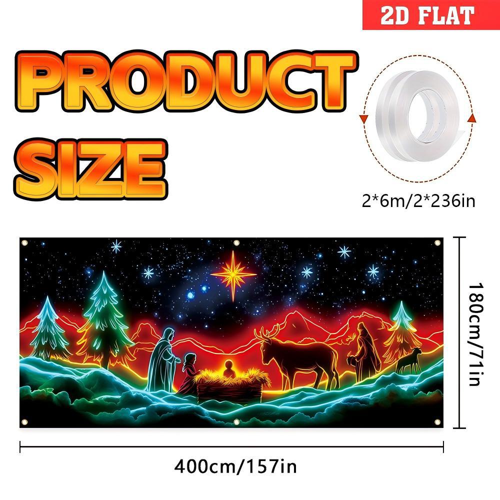 🎅 HOLIDAY HAUL SALE🎇🚪UV Activated Christmas Garage Door Cover Banner, Glows in Dark🔥🎉
