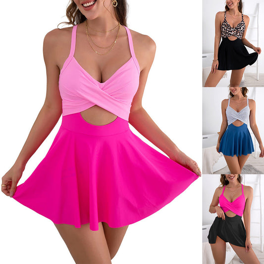 🎁New arrival 50% OFF💥🩱Women's Cutout One Piece Skirt Swimsuit