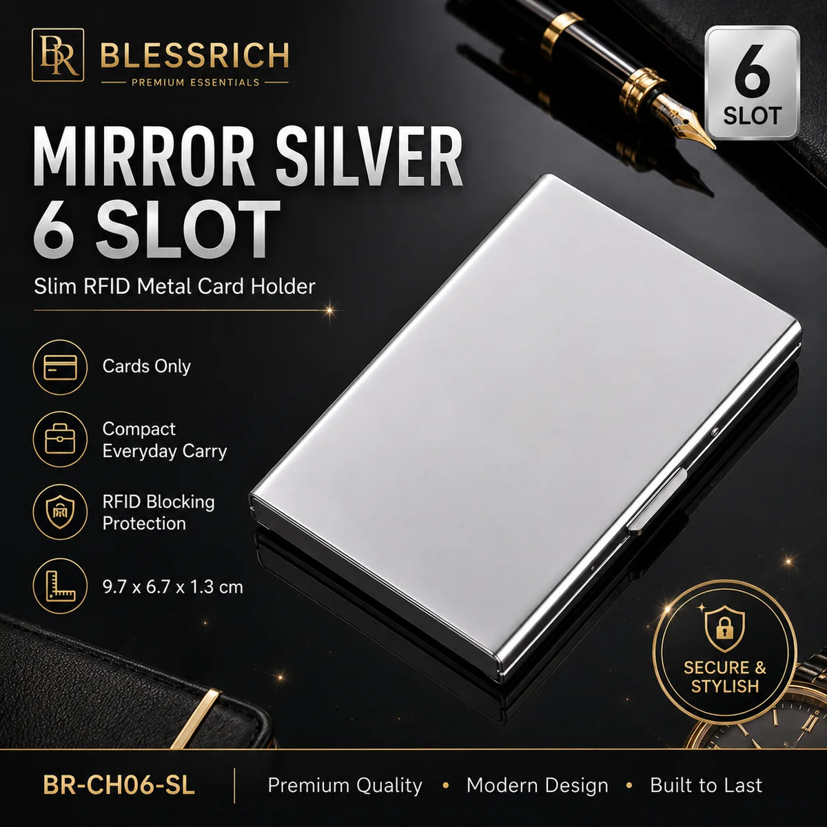 💰 Price Drop! RFID-blocking card holder – stainless steel, slim design, 3 capacities. 📇✨