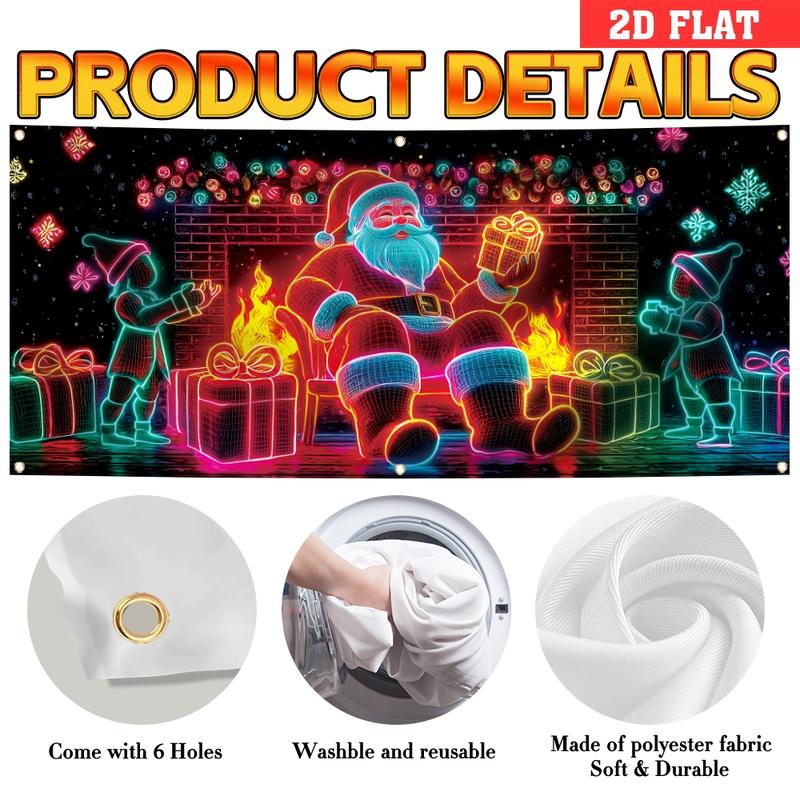 🎅 HOLIDAY HAUL SALE🎇🚪UV Activated Christmas Garage Door Cover Banner, Glows in Dark🔥🎉