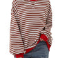 🎁 Hot Sale 49% OFF 🔥Women's Oversized Striped Long Sleeve Pullover