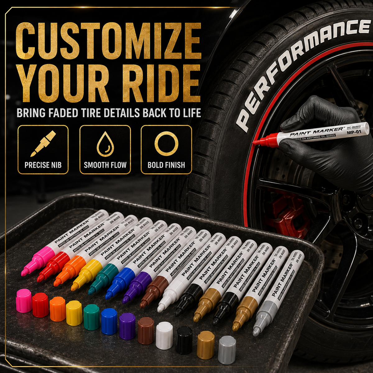 🥳HOT SALE🥳💞50K+ SOLD! Tire Marker Pen – From £5.99! 12 colors, waterproof & fade-resistant. Bold marks – grab yours! ✅