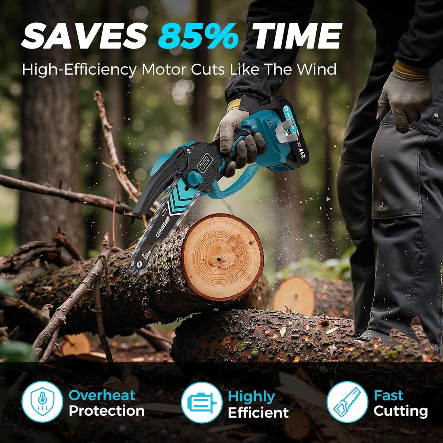 ⚡56% OFF NOW ! 🌳6-inch Cordless Mini Chainsaw with 2 Batteries🌲
