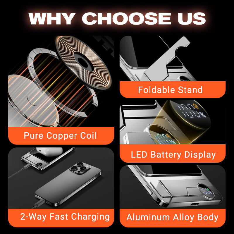 🔋✨Professional Magnetic Charger for Travelers & Professionals 🧲| 20W Wired & 15W Wireless | 10,000 mAh | Fast Delivery💥