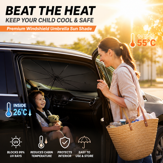 ☀️Car Sunshade – Effective Heat Insulation, UV Block & Easy Foldable Auto Windshield Protector