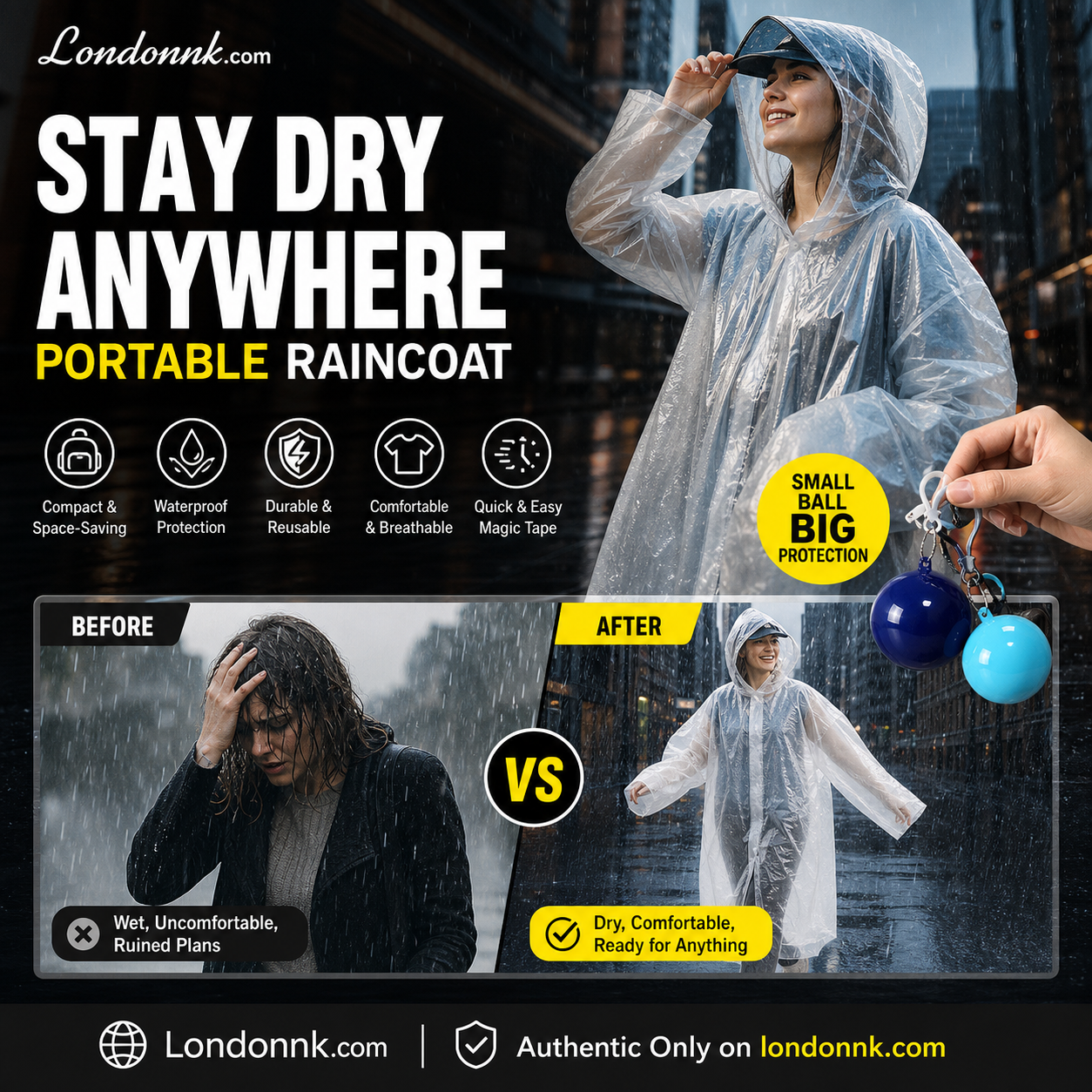 ⏰🎉Buy 1 Get 1 Free!🎉—Mini Ball Shape Disposable Raincoat