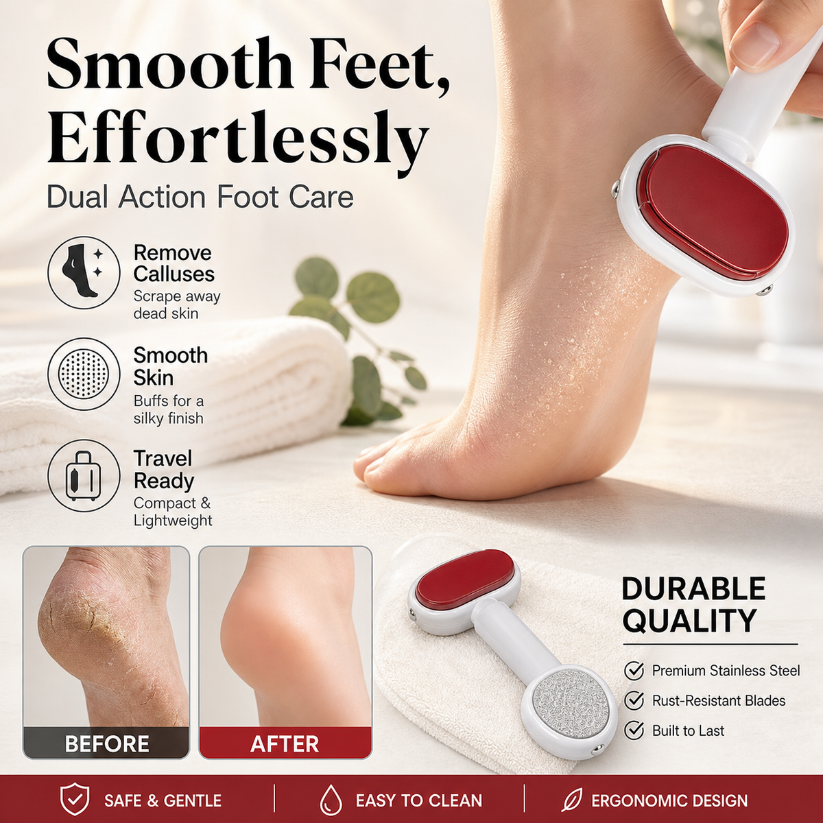 🥳HOT SALE🥳💞15K+ SOLD! Foot Scraper – From £4.99! Premium steel, dual surfaces & travel-ready. Smooth feet instantly – grab yours! ✅