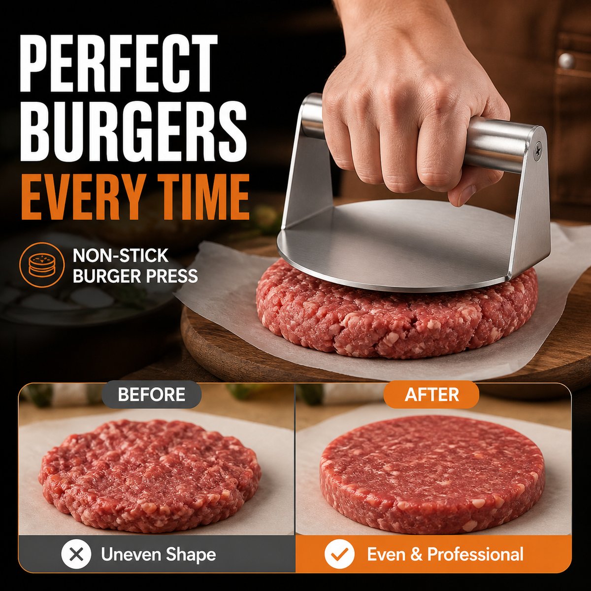 🥳HOT SALE🥳💞50K+ SOLD! Burger Press – From £5.99! Non-stick, easy clean & ergonomic. Perfect patties – grab yours! ✅