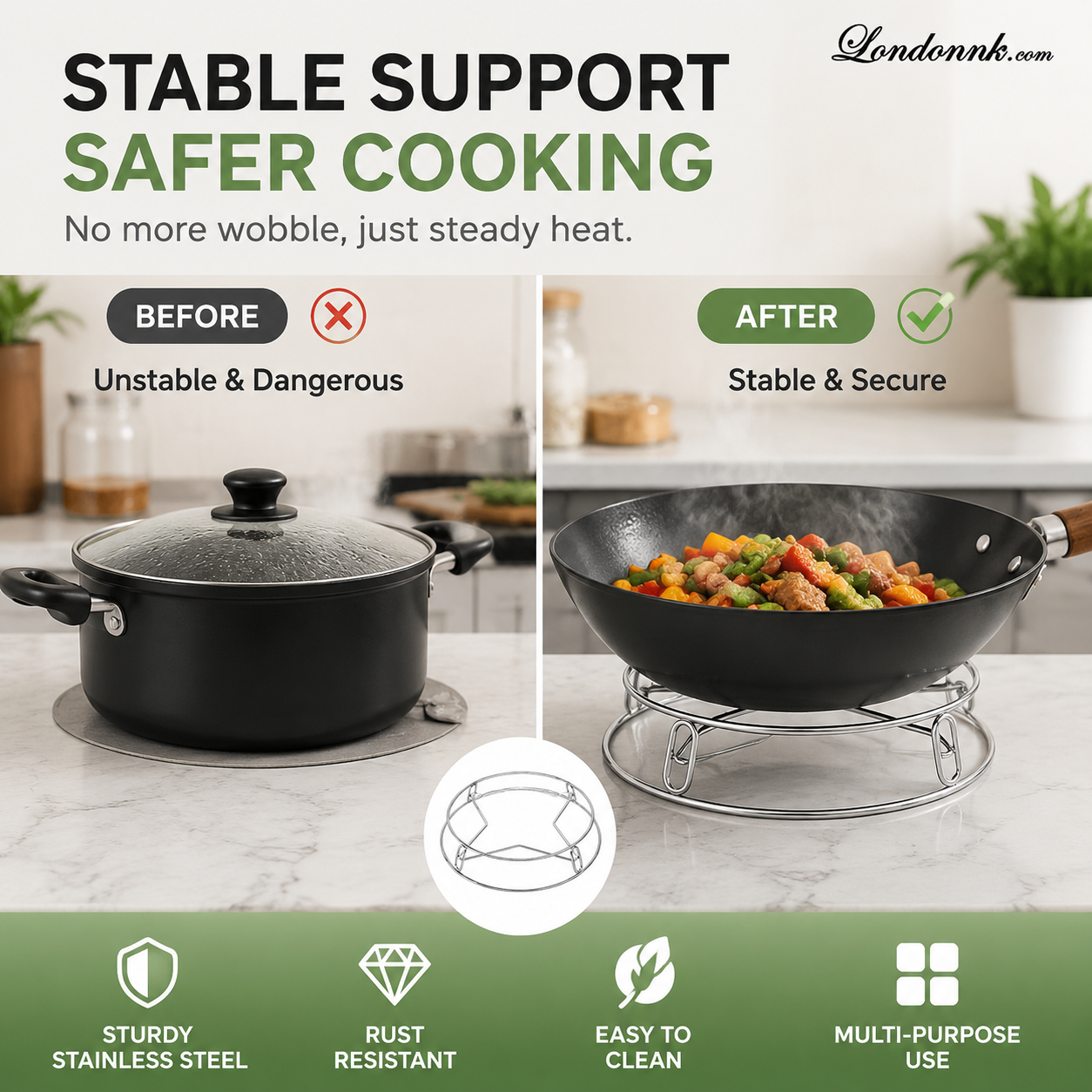 🍲 Pot holder. Stainless steel. Stable. Multi-purpose. Lightweight. 50% OFF. 🔧