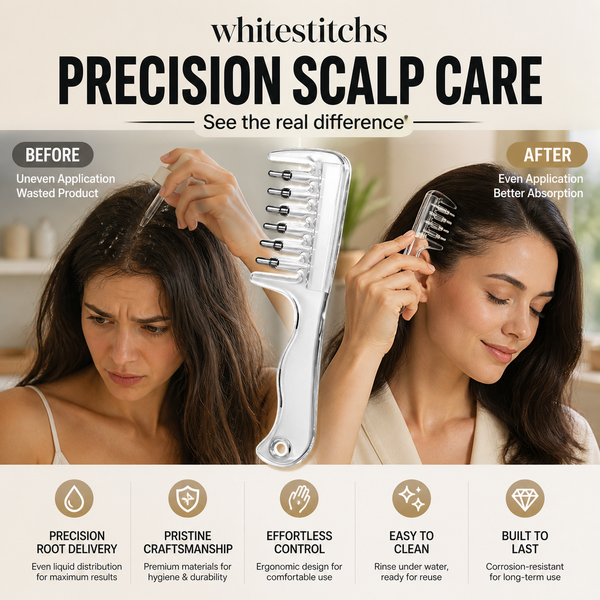 🥳HOT SALE🥳💞10K+ SOLD! Hair Oil Comb – From £6.99! Precision rollers, even dispensing & scalp massage. No waste, no mess – grab yours! ✅