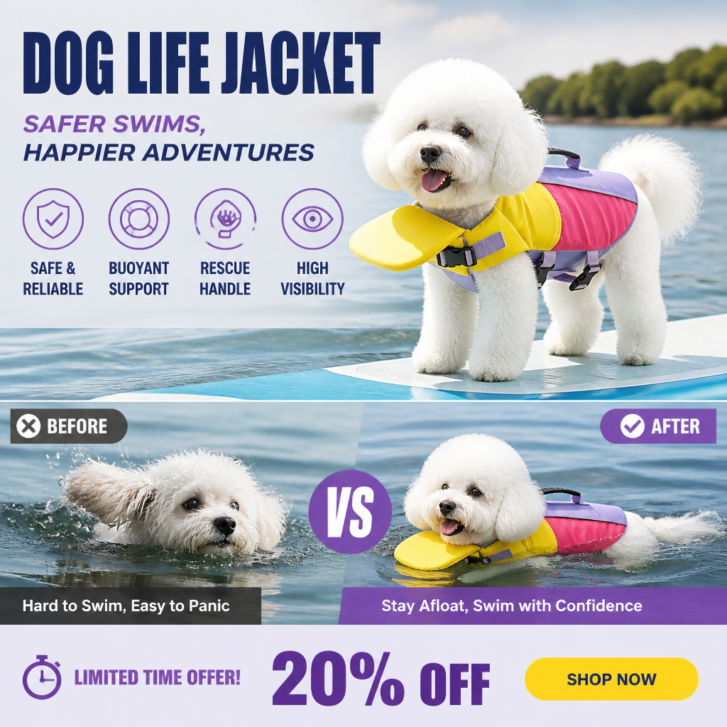 🥳HOT SALE🥳💞10K+ SOLD! Dog Life Jacket – From £12.99! Chin float support, rescue handle & high-visibility. Safe water fun – grab yours! ✅