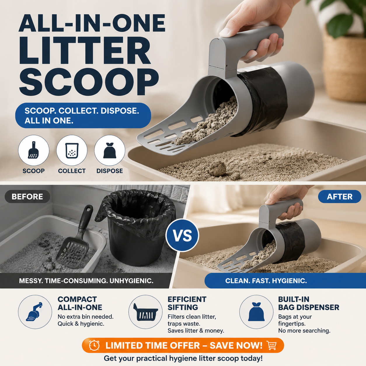 🎉 2026 Sale — Over 34,800 Sold 🧹 Self-Cleaning Litter Scoop – Cat Supply 🗑️