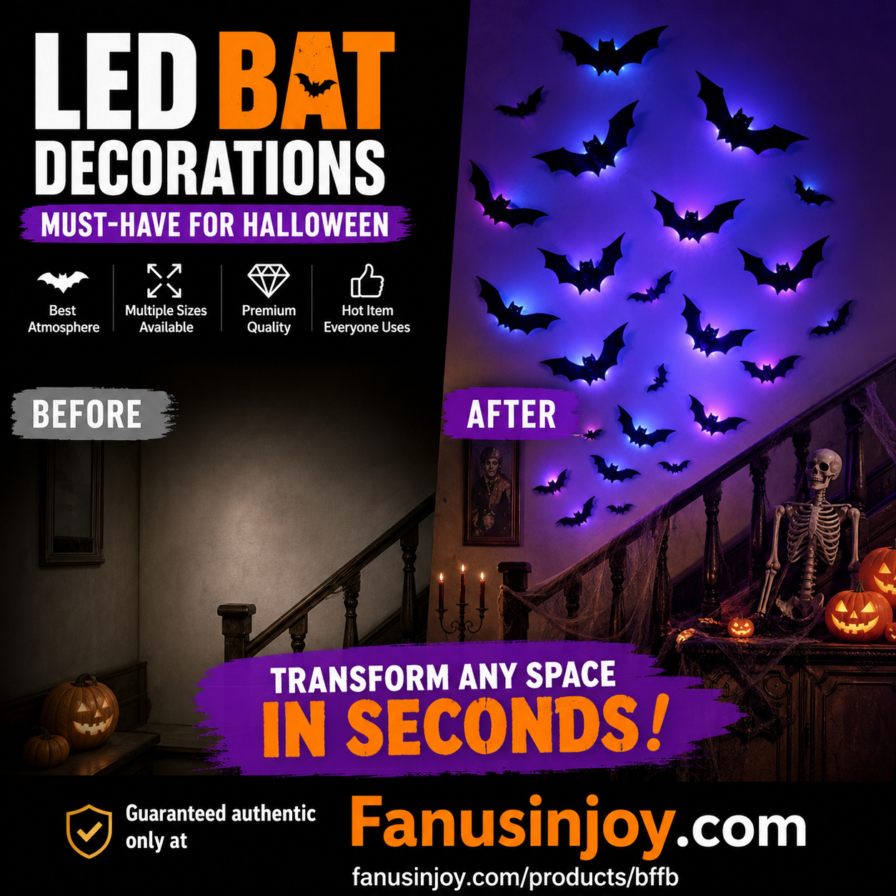 🎃Halloween ✨️Surprise 50% Off！🦇Best Atmosphere‑Boosting Decor！🎃Bats Descend On Your Home！🦇✨3D Bat LED Wall Light Decor