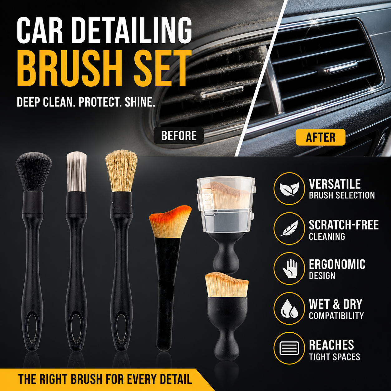 🥳HOT SALE🥳💞50K+ SOLD! Detailing Brush Set – From £5.99! Scratch-free, versatile & ergonomic. Showroom clean – grab yours! ✅