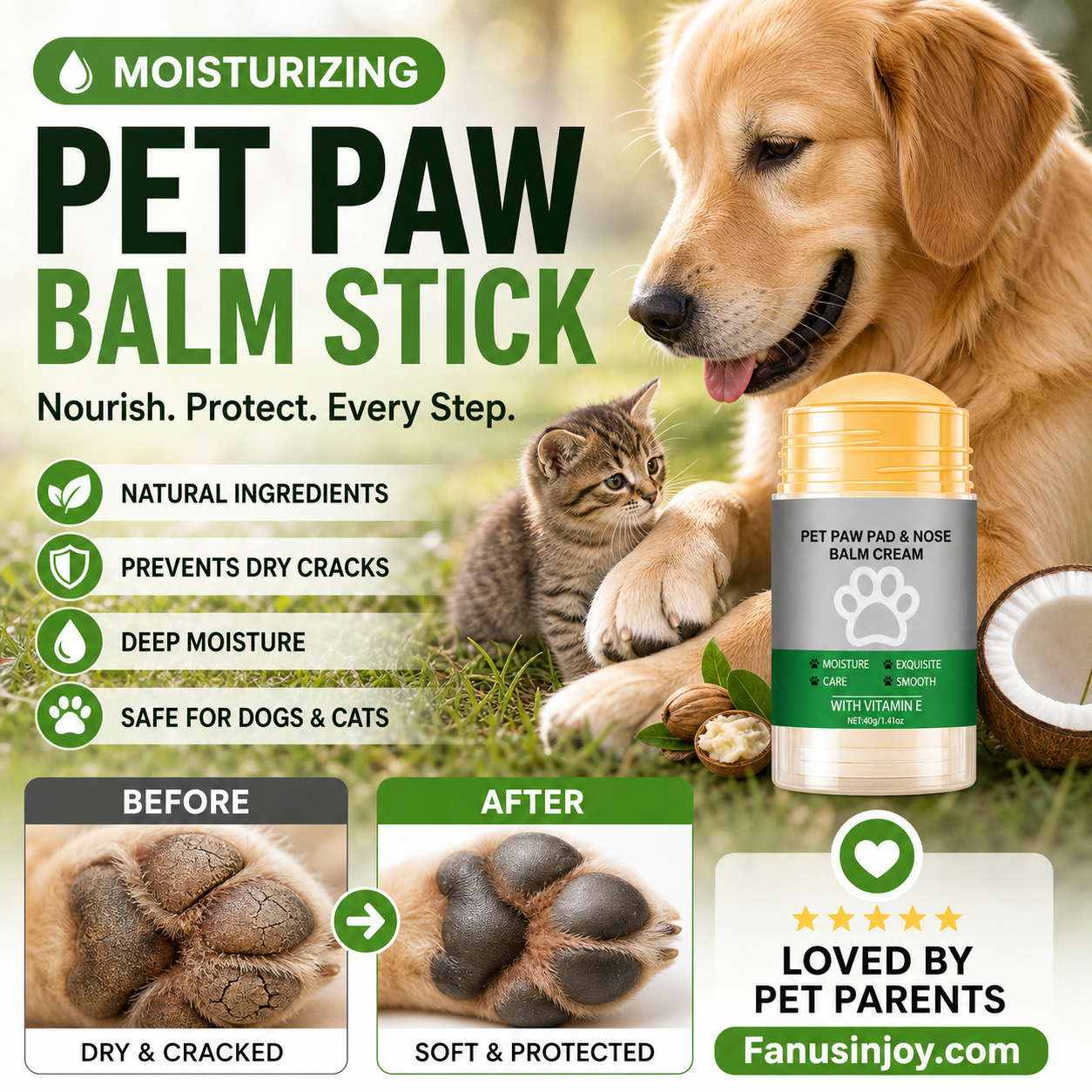 💥Buy 3 Get 2 Free！🐈🐕Your furry friend's paws deserve care！🐾Moisturizing Pet Paw Balm Stick
