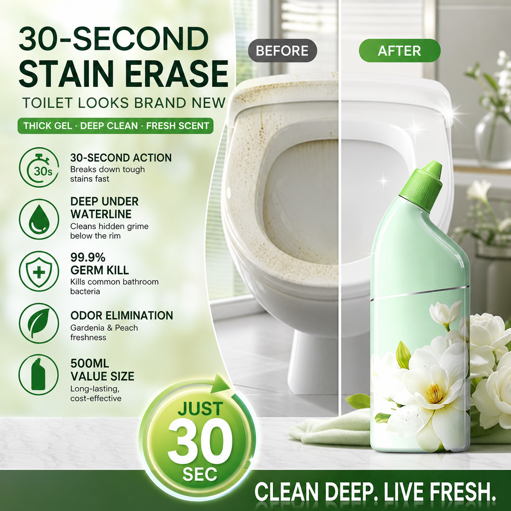 🥳2026 BESTSELLER🥾 Toilet Bowl Cleaner Gel – Rapid Stain Removal, 99.9% Bacteria Kill – Thick Clinging Formula – Odor Neutralizing – Fresh Fragrances! 🛡️💨