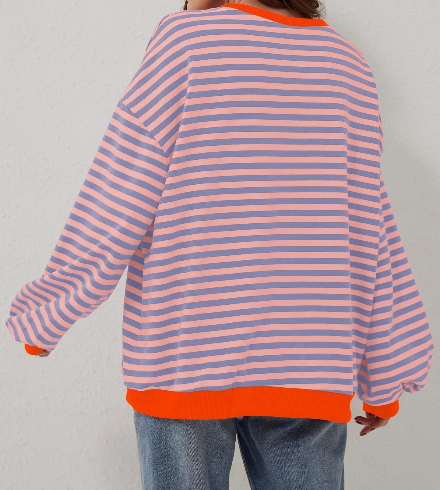 🎁 Hot Sale 49% OFF 🔥Women's Oversized Striped Long Sleeve Pullover