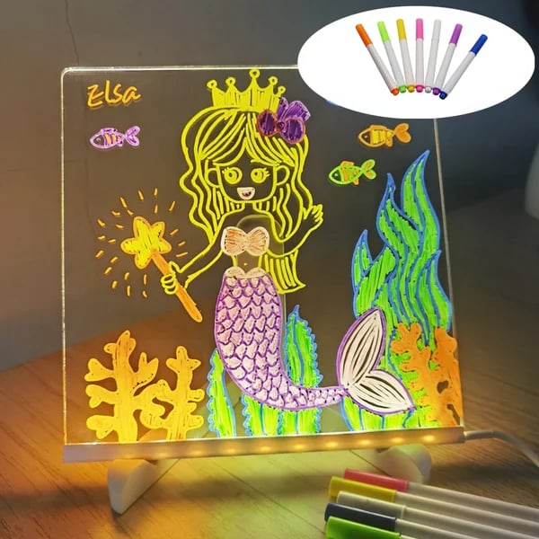 🥳2026 HOT SALE🥳💞50K+ SOLD!🎨✨ BUY 3 GET 10% OFF + FREE SHIPPING! Luminous LED Drawing Board – USB powered, reusable surface, 7 colour markers. Glowing creativity for little artists! 🖍️🌟
