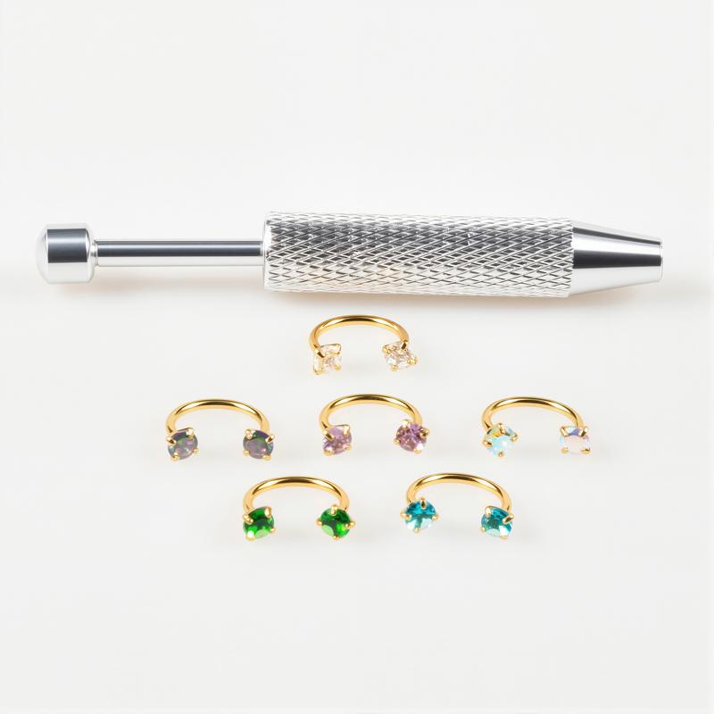 🔥New Hot Selling❤️‍🔥 7-pack affordable set 18G (1.0 mm) 8 mm horseshoe nose ring with internal thread and decorative stones 💎