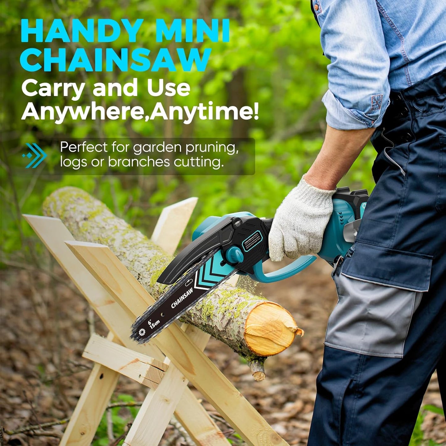 ⚡56% OFF NOW ! 🌳6-inch Cordless Mini Chainsaw with 2 Batteries🌲